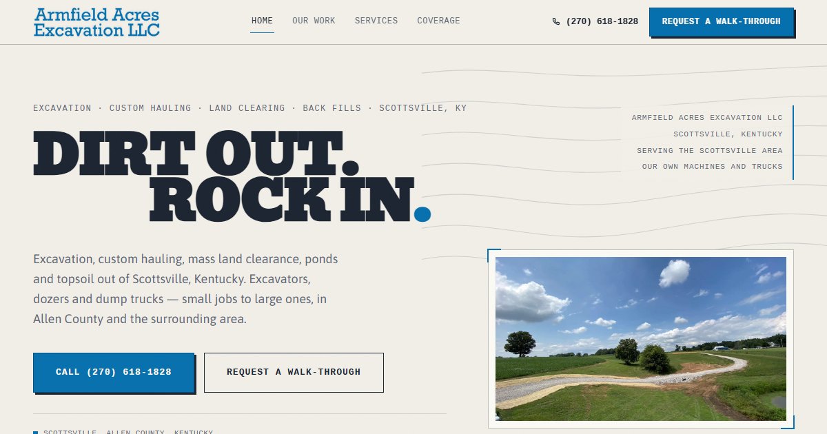 Armfield Acres Excavation LLC website