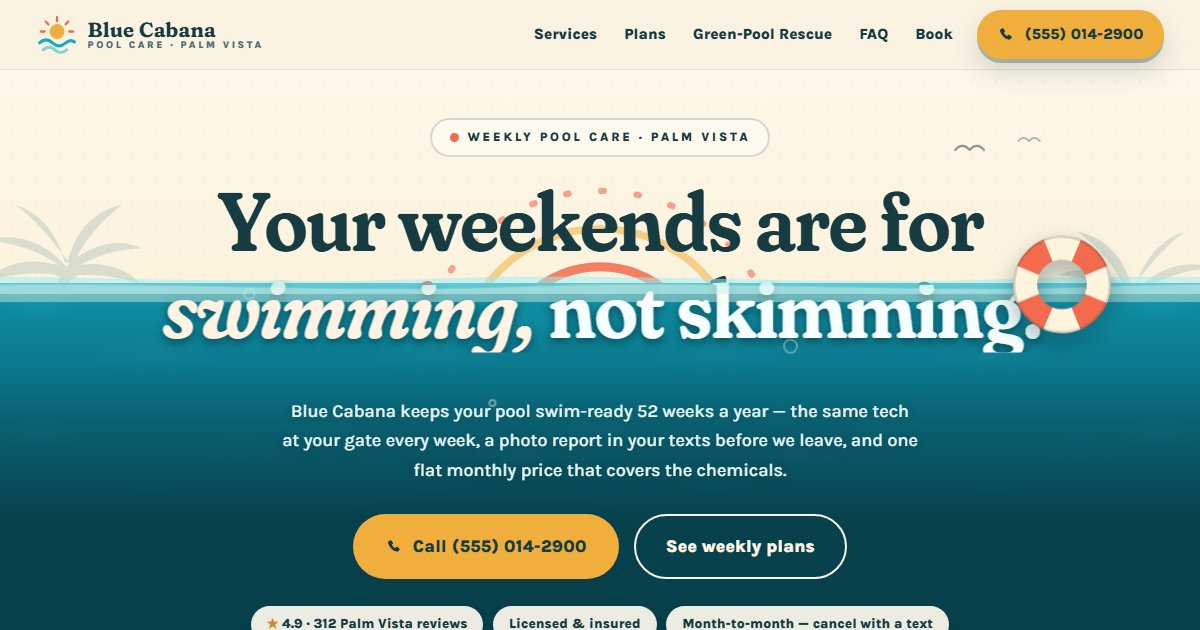 Blue Cabana Pool Care website
