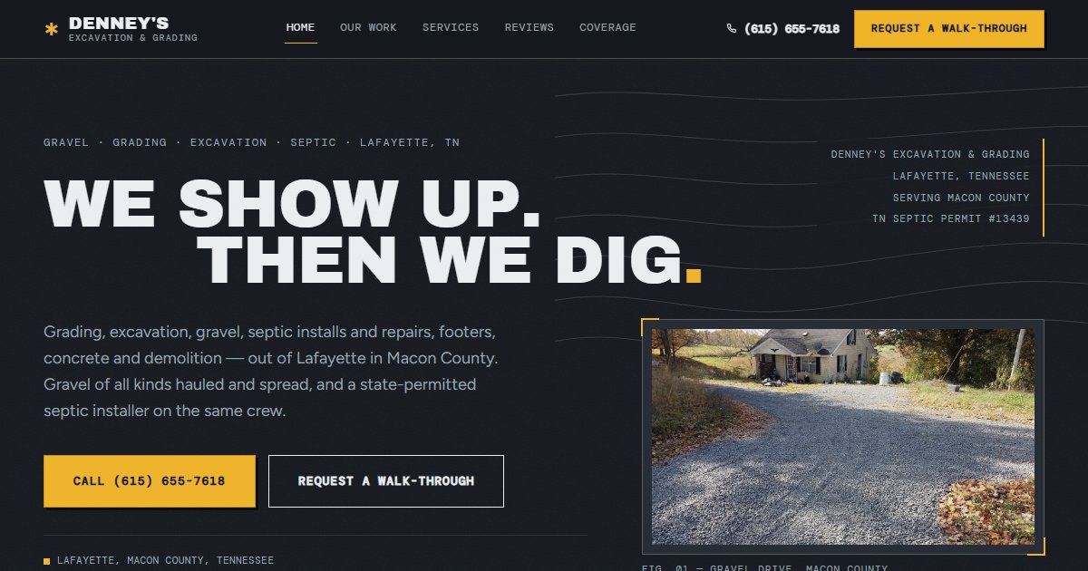 Denney's Excavation & Grading website