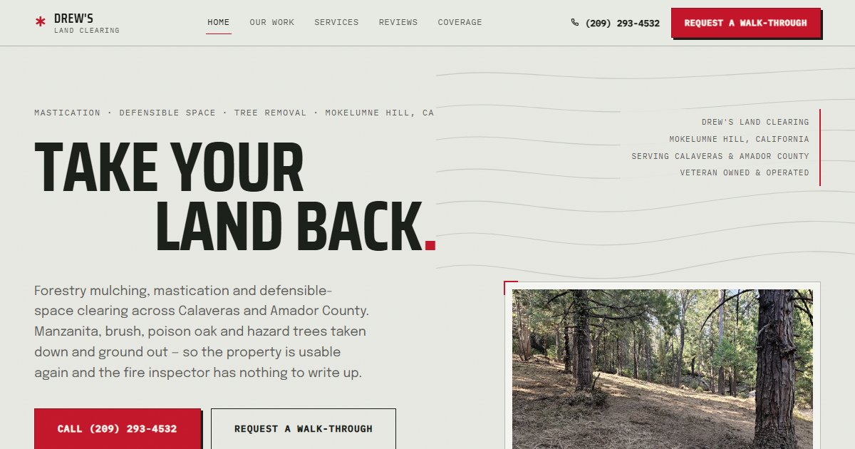 Drew's Land Clearing website
