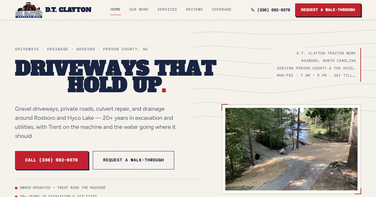 D.T. Clayton Tractor Work website
