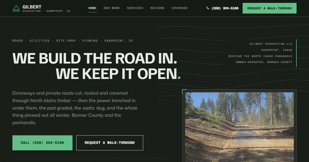 Gilbert Excavating LLC website
