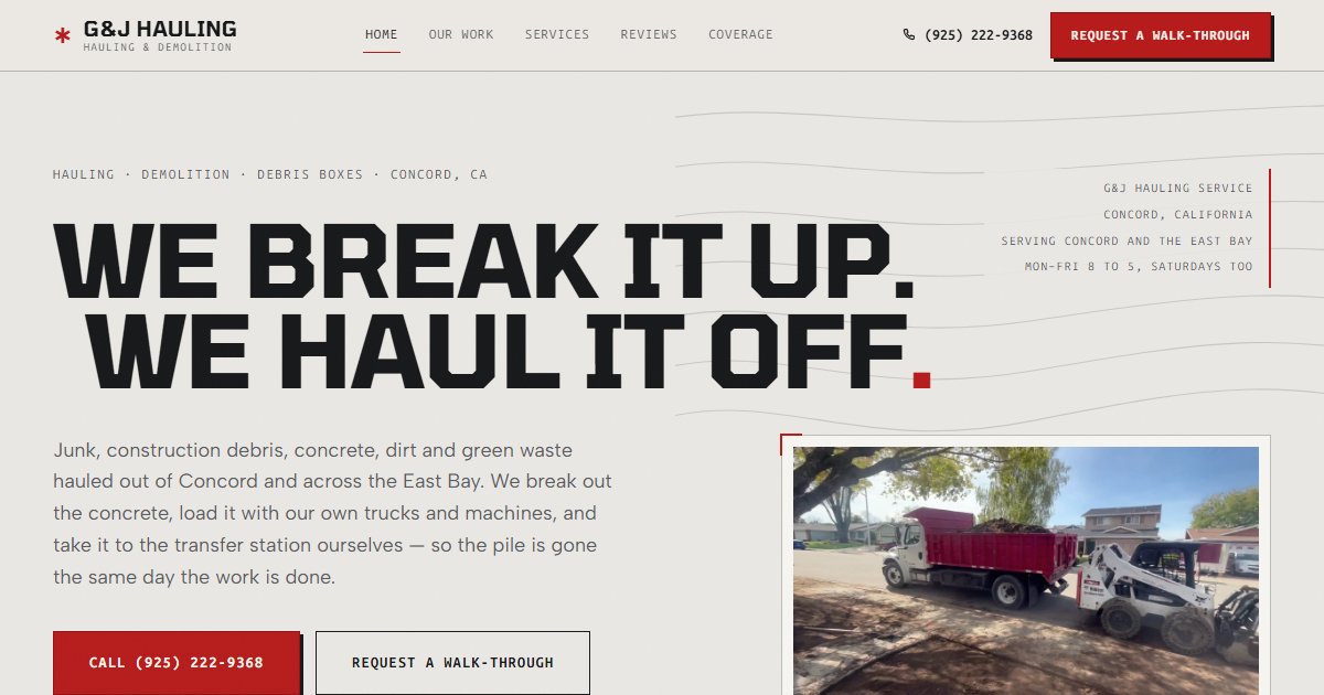 G&J Hauling Service website