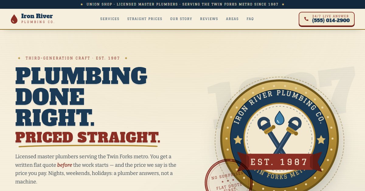 Iron River Plumbing Co. website