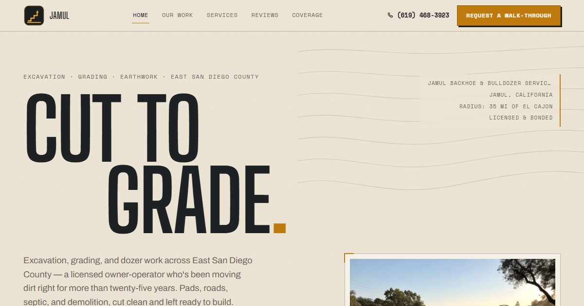 Jamul Backhoe & Bulldozer Services website