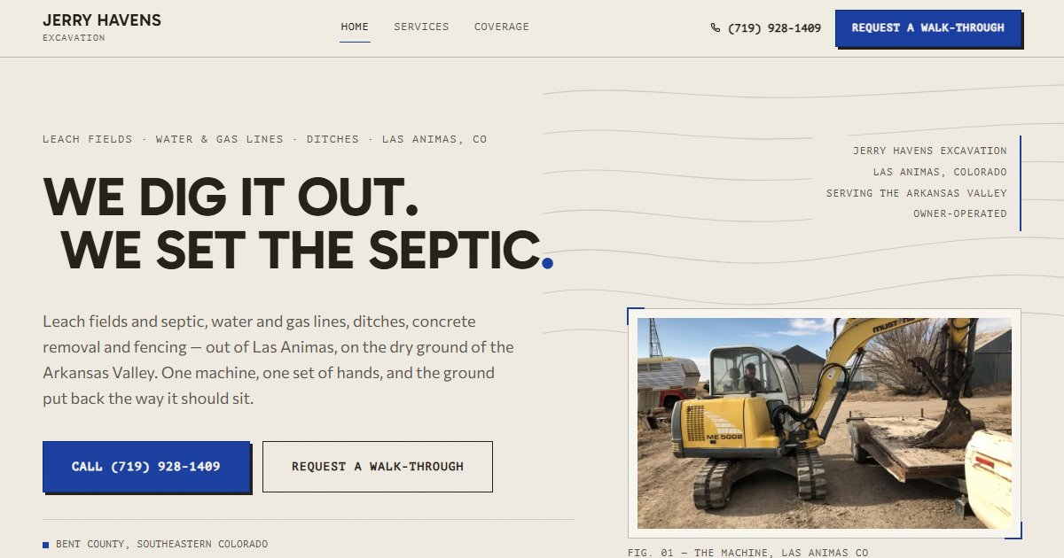 Jerry Havens Excavation website