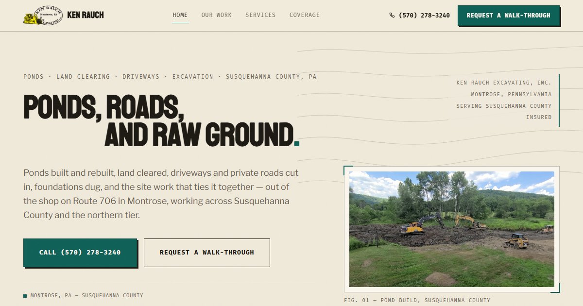 Ken Rauch Excavating, Inc. website