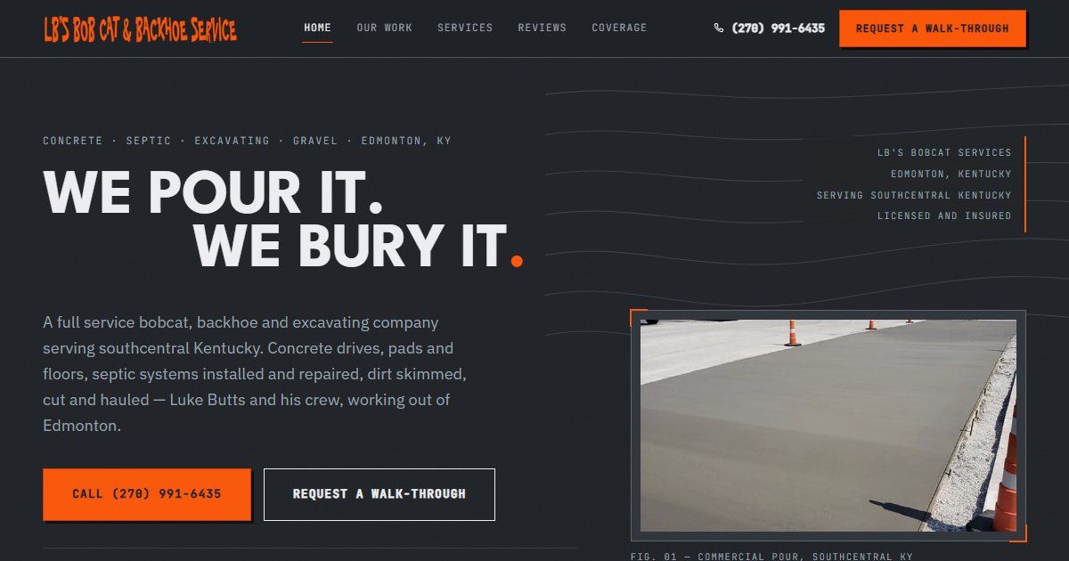LB's Bobcat Services website