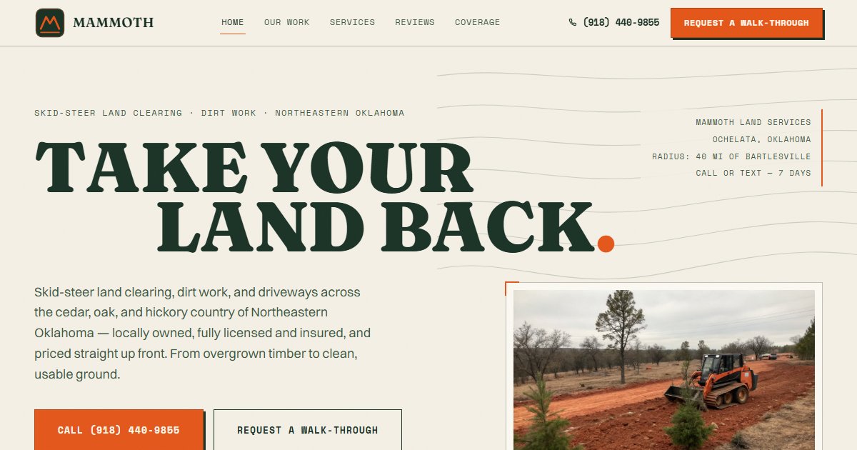 Mammoth Land Services website