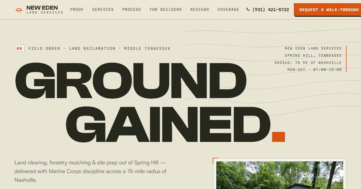 New Eden Land Services website