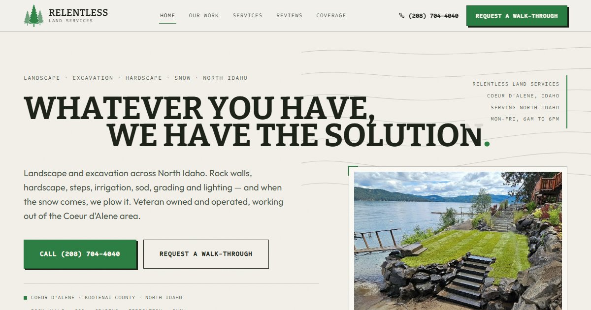 Relentless Land Services website