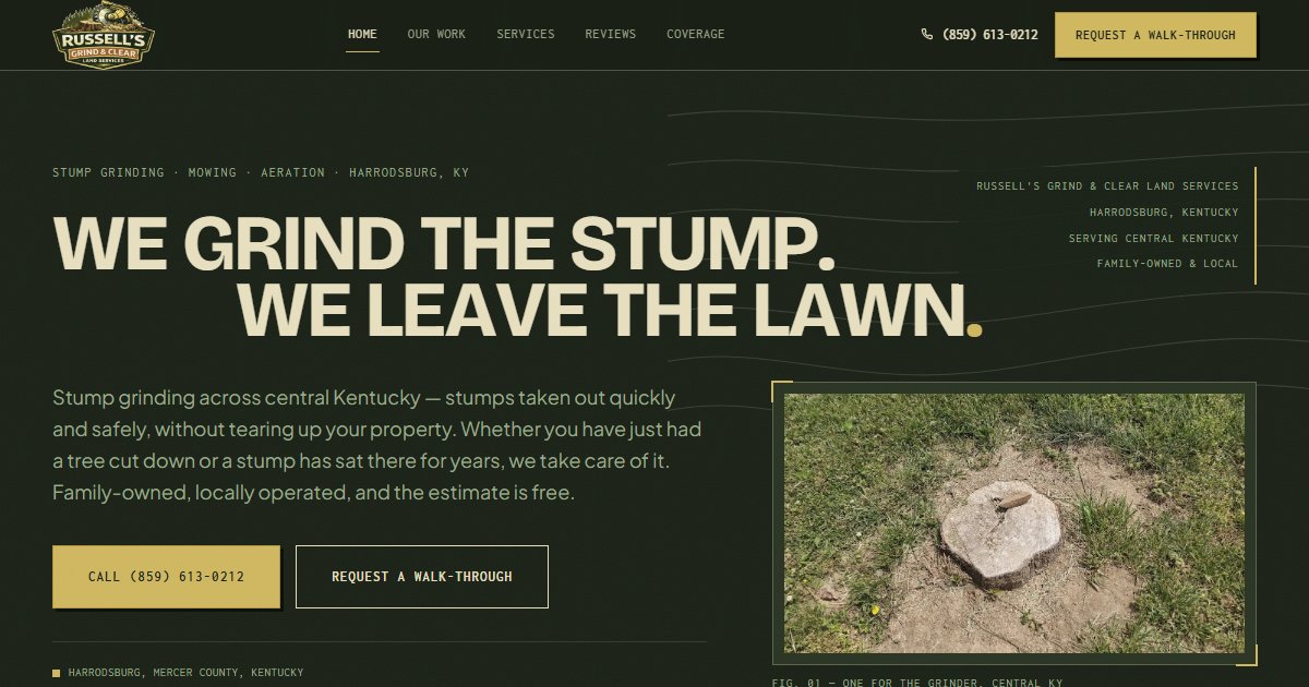Russell's Grind & Clear Land Services website