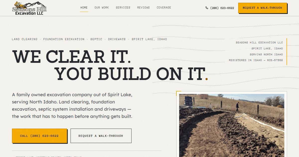 Seasons Hill Excavation LLC website