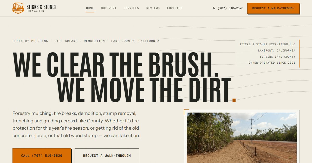Sticks & Stones Excavation LLC website