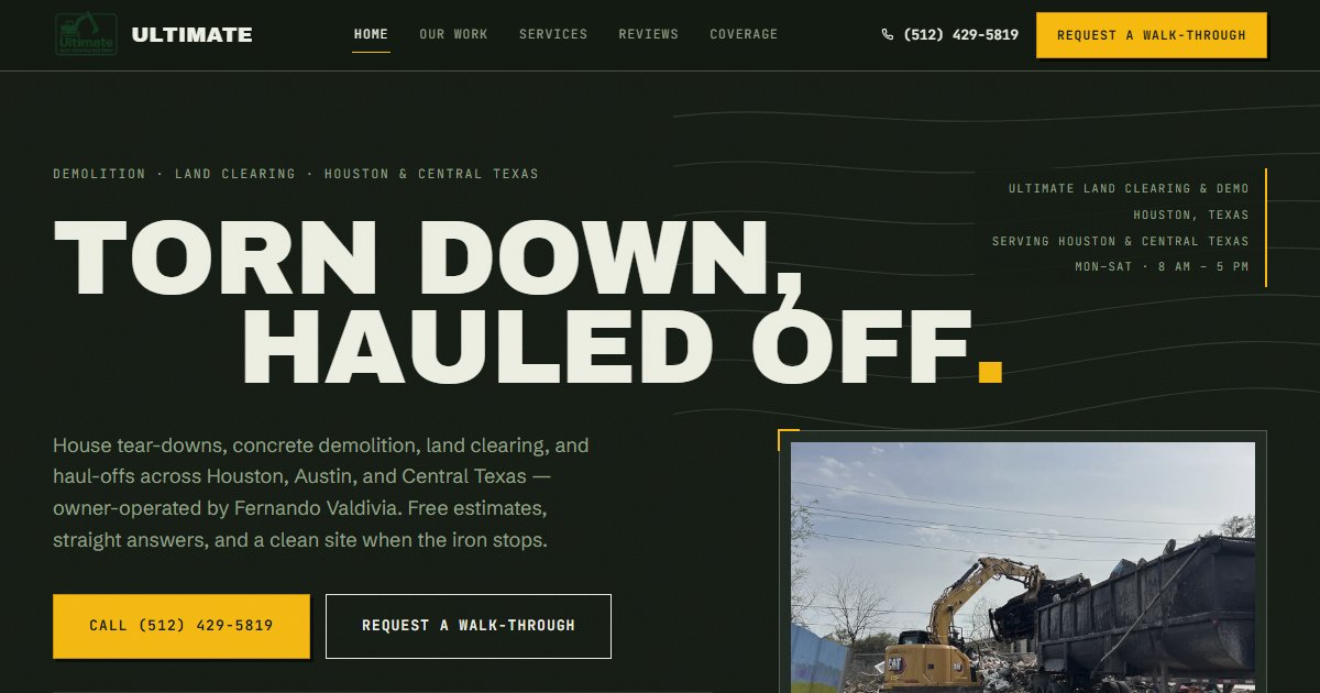 Ultimate Land Clearing & Demo website