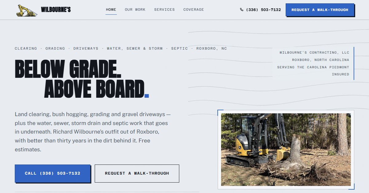 Wilbourne's Contracting, LLC website