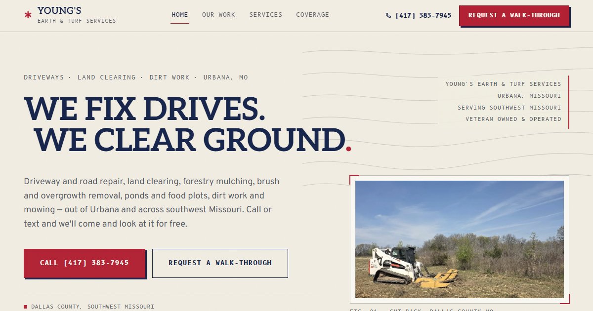 Young's Earth & Turf Services website